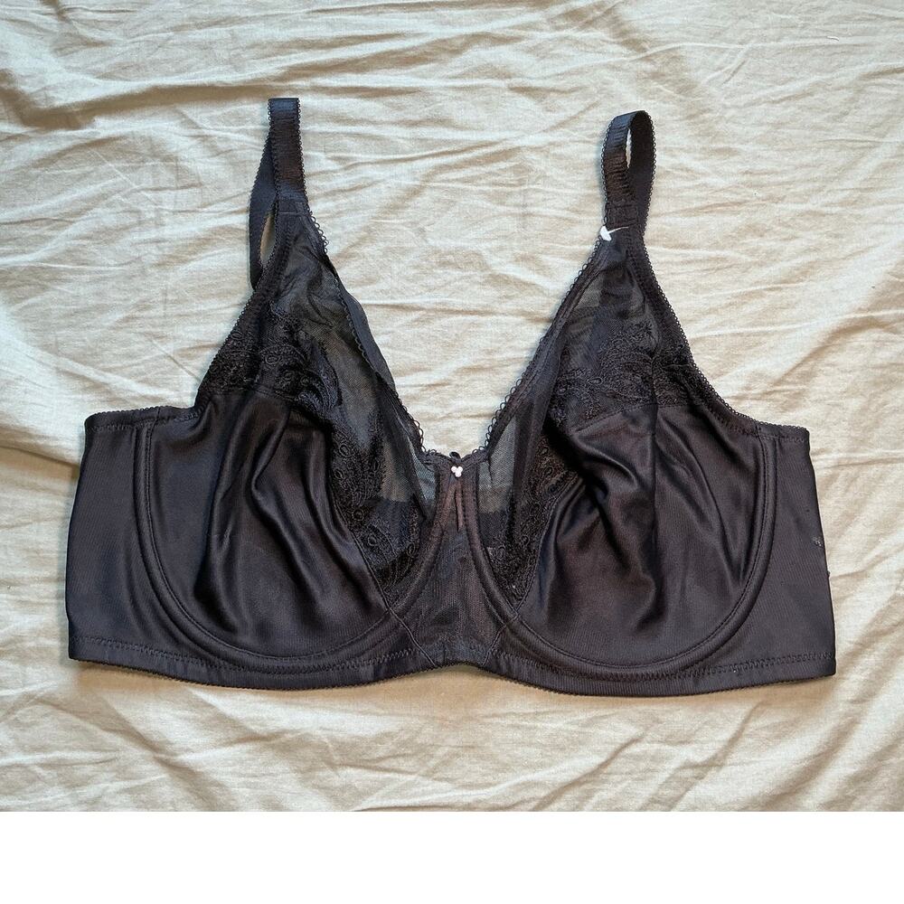 Wacoal Feather Embroidery Unlined Lace Underwire Bra 85121 38DD Black